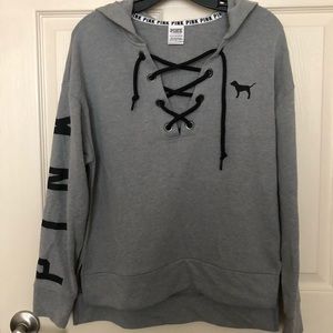 Grey V-Neck Victoria’s Secret PINK Sweater Hoodie